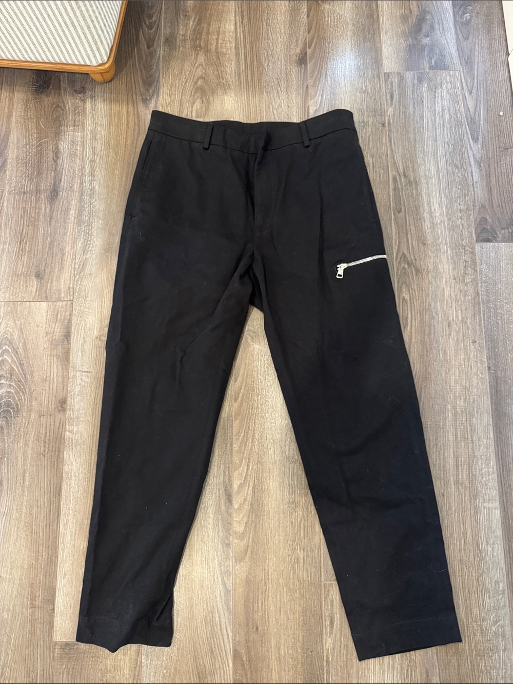 Moncler Black Men's Dress Pants with Silver Side Zip